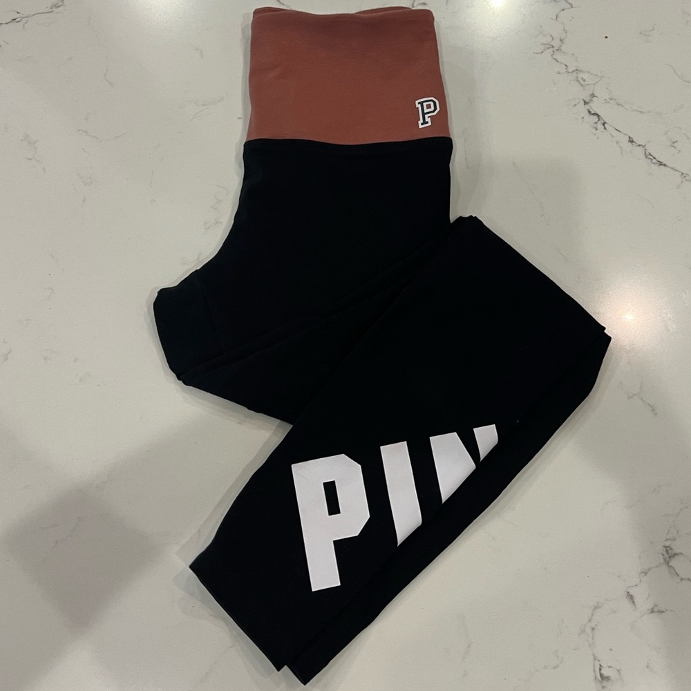Victoria's Secret PINK High Waisted Yoga Legging - Begonia Pink / Black - Small